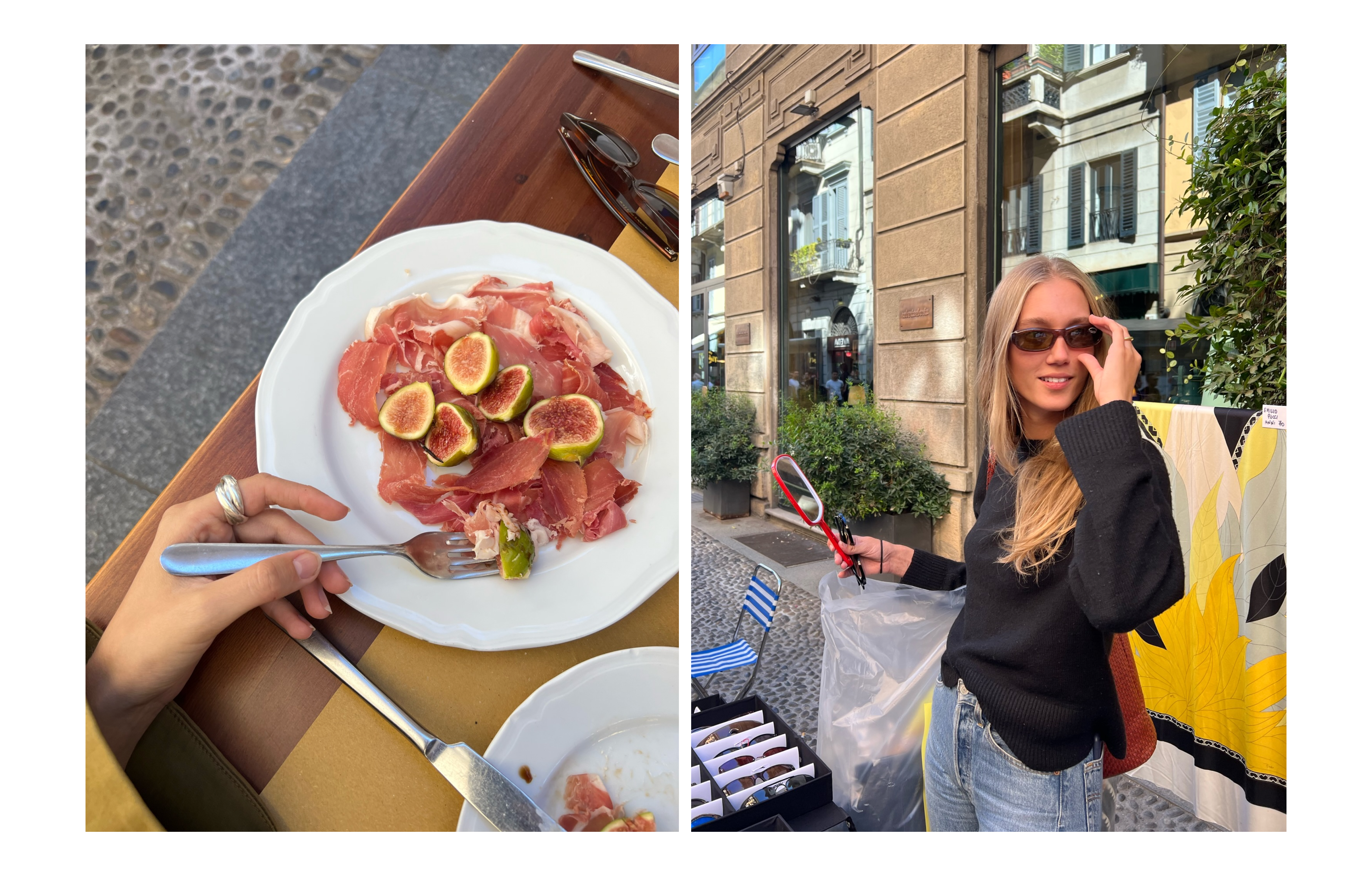 Fresh figs and Amalie having lots of fun at the flea market