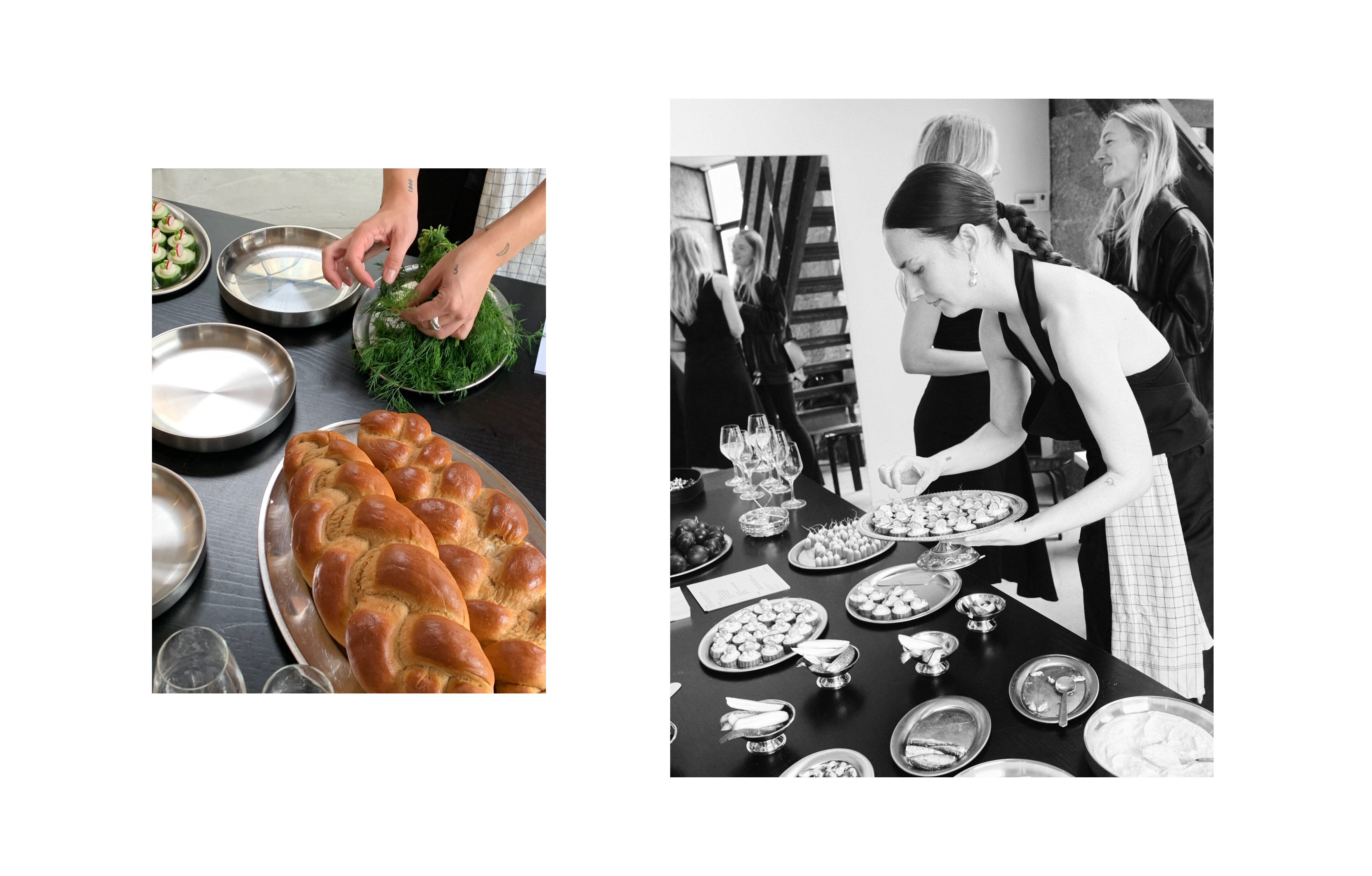 Caroline Sofie meticulously preparing the appetizers for friends of LIÉ STUDIO